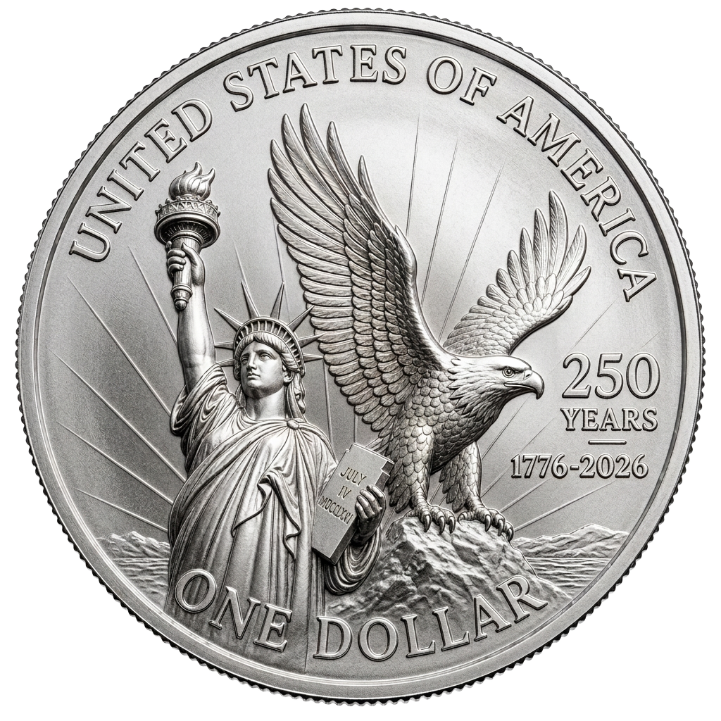 Reverse of the Trump $1 commemorative coin